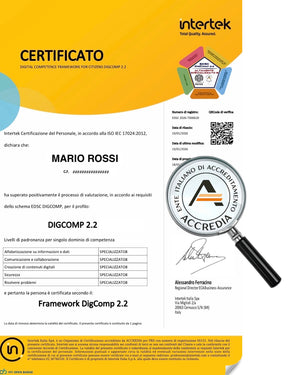 Certificazione DIGCOMP 2.2 Accreditata ACCREDIA +1 Punto GPS